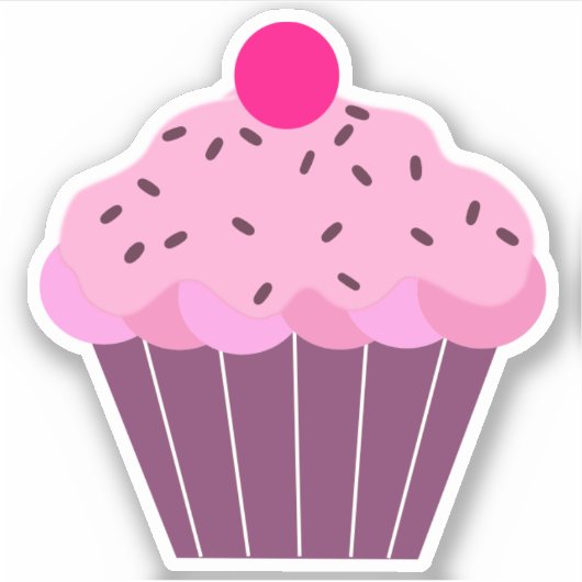 Sticker Cupcake rose et violet (Devant)