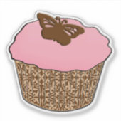 Sticker Cupcake rose fraise (Devant)
