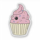 Sticker Cupcake Rose Pailleté (Devant)