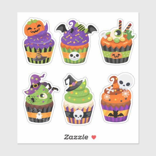 Sticker cupcake six Halloween (Feuille)