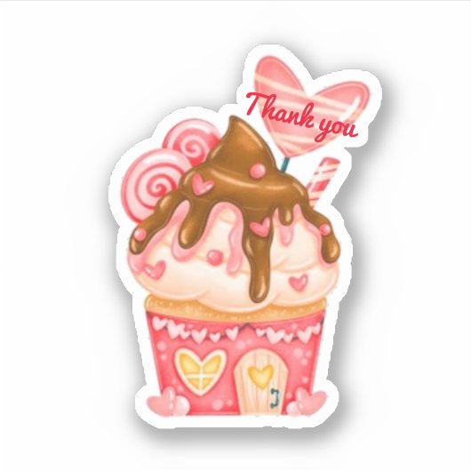 Sticker cupcake sucré Merci (Devant)