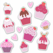 Sticker Cupcakes mignons et Shorcakes aux fraises (Devant)