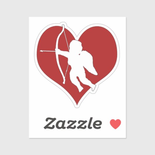 Sticker Cupid Within a Heart  (Feuille)