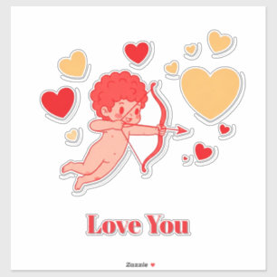Sticker Cupidon mignon avec arc et flèche