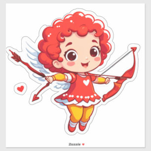 Sticker Cupidon mignon avec arc et flèche