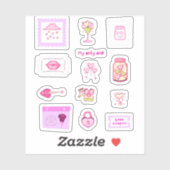 Sticker Cupidon Pink Love doodbook scrapbook (Feuille)
