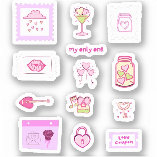 Sticker Cupidon Pink Love doodbook scrapbook (Devant)