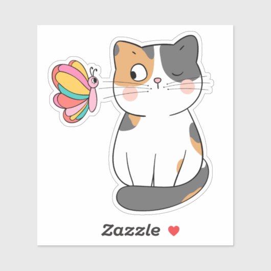 Sticker Curieux Chat étanche (Feuille)