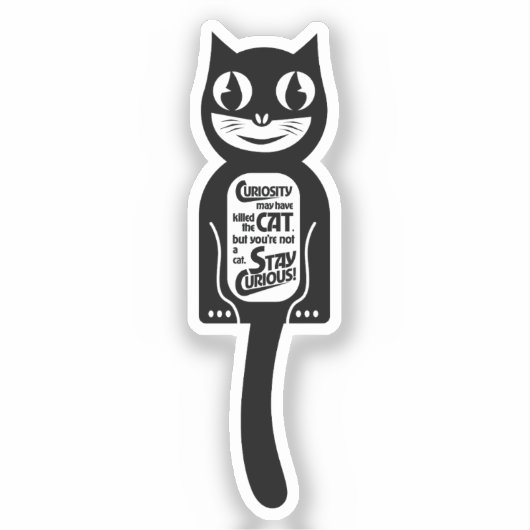 Sticker Curieux chat noir (Recto)