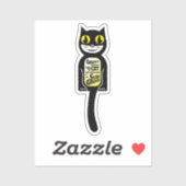 Sticker Curieux chat noir jaune (Feuille)