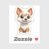 Sticker Curieux Chiot Shiba (Feuille)