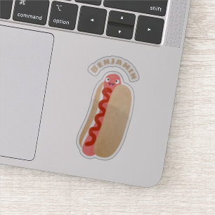 Sticker Curieux hot dog Weiner dessin animé
