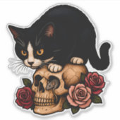 Sticker Curiosité et crâne – Chat et Souris (Devant)