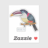 Sticker Curl crested aracari bird cartoon (Feuille)