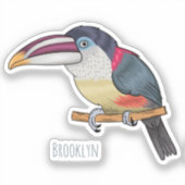 Sticker Curl crested aracari bird cartoon (Recto)