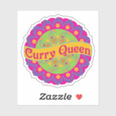 Sticker Curry Queen Motif indien, épicé, Chef (Feuille)