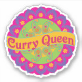 Sticker Curry Queen Motif indien, épicé, Chef (Devant)