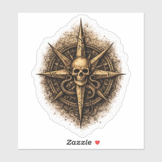 Sticker Cursed Compass Sigil Pirate (Feuille)