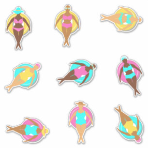 Sticker Curvy Ethnic Girls in Swimming Pool Flottes