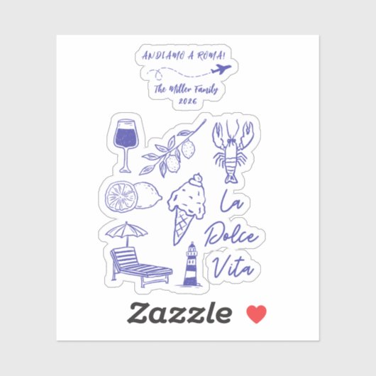 Sticker Custom Andiamo a Roma Italy Travel (Feuille)