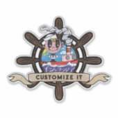 Sticker Custom Cartoon Sailor Nautical Ship Wheel  (Devant)
