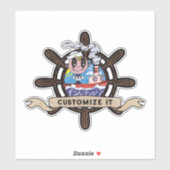 Sticker Custom Cartoon Sailor Nautical Ship Wheel  (Feuille)