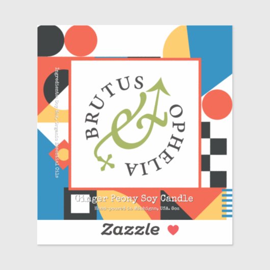 Sticker Custom-Cut Vinyl Abstract Geometric Product Label (Feuille)