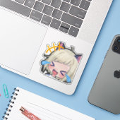 Sticker Custom-Cut Vinyl Sticker【laughing】カスタムカットビニールステッカー (Ordinateur portable avec iPhone)