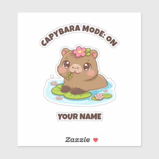 Sticker Custom Cute Kawaii Capybara Mode (Feuille)