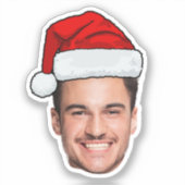 Sticker Custom Face Photo Santa Hat Christmas (Recto)