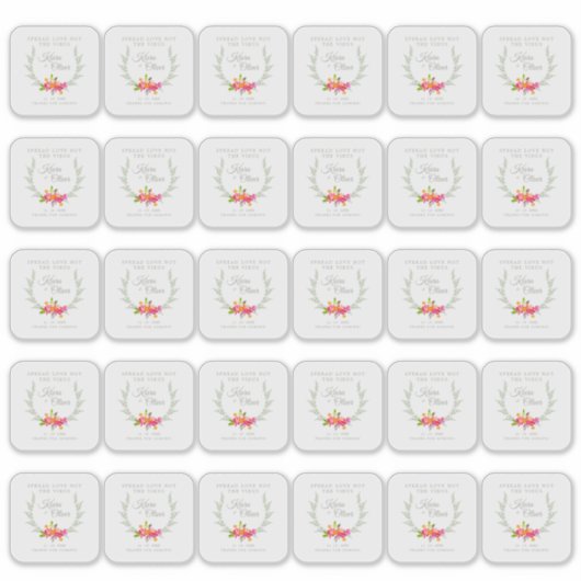 Sticker Custom Floral Wreath Wedding Sanitizer Hand Gel (Devant)