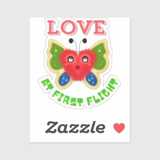 Sticker Custom Fuzzy Heart Butterfly Gift (Feuille)