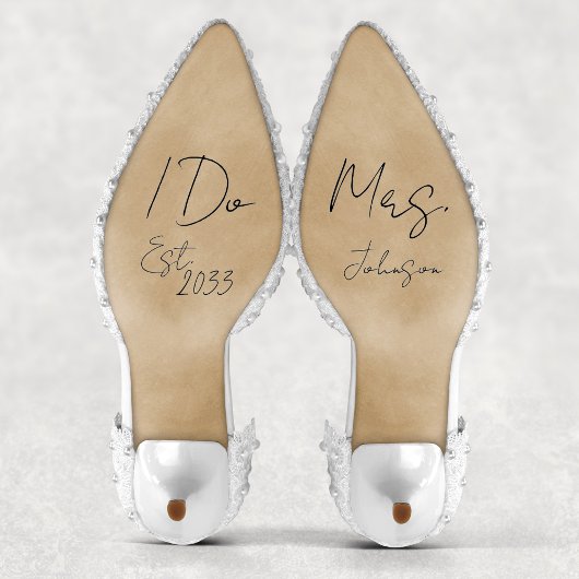 Sticker Custom I Do Mme Bride Mariage Chaussures Décal Vin