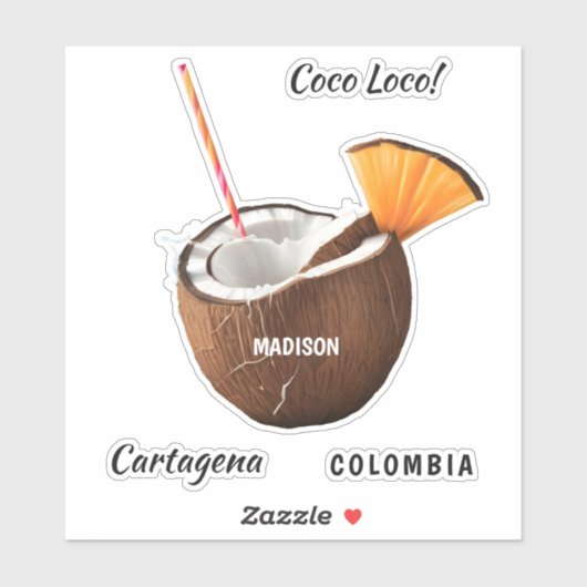 Sticker Custom Name & Location Coco Loco (Feuille)