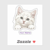 Sticker Custom Name Personalized Kitten Art Gift (Feuille)