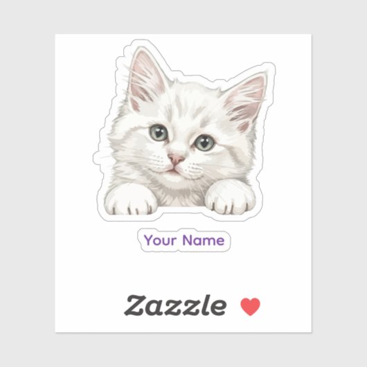 Sticker Custom Name Personalized Kitten Art Gift (Feuille)