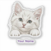 Sticker Custom Name Personalized Kitten Art Gift (Devant)