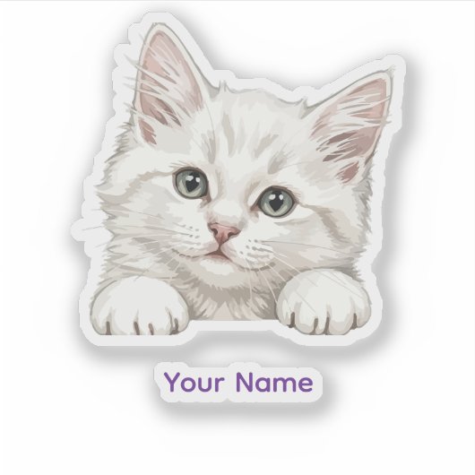 Sticker Custom Name Personalized Kitten Art Gift (Devant)
