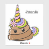 Sticker Custom Name Unicorn Poop (Feuille)