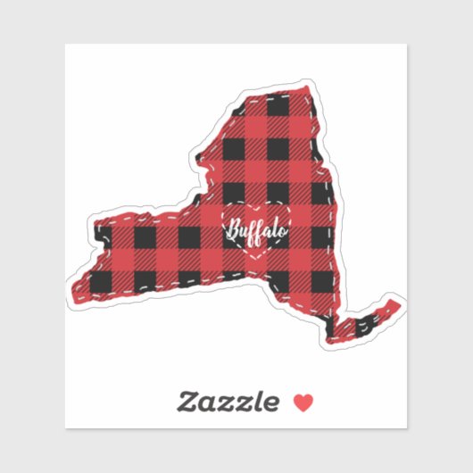 Sticker Custom New York State Hometown Plaid Noël (Feuille)