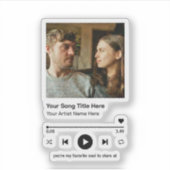 Sticker Custom Photo Music Player Personalized Song Gift (Devant)