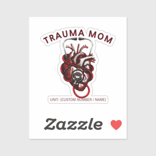 Sticker Custom Trauma Nurse Mom Anatomical Heart  (Feuille)