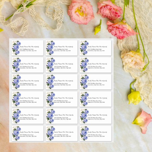 Sticker Custom Wedding Guest Address Labels Blue Floral