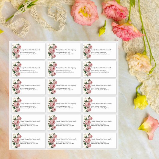 Sticker Custom Wedding Guest Address Labels Pink Floral