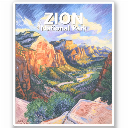 Sticker Custom Zion National Park Angels Landing Vibrant (Devant)