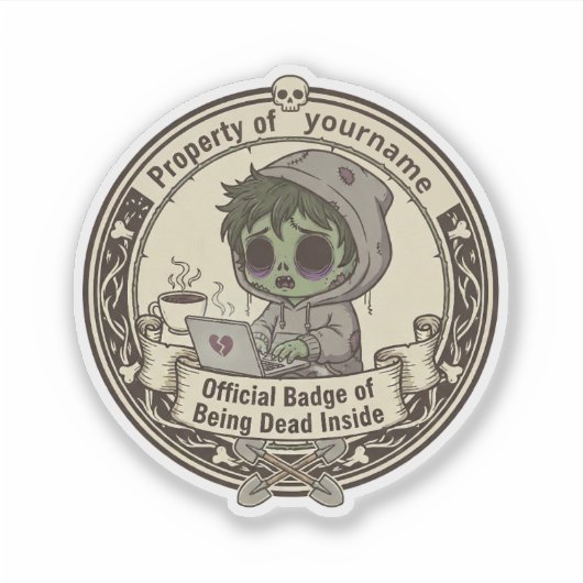 Sticker Customizable Dead Inside Badge (Devant)