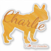 Sticker Customizable French Bulldog Pastel Orange Frenchie (Devant)