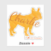 Sticker Customizable French Bulldog Pastel Orange Frenchie (Feuille)