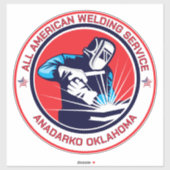 Sticker Customize Red White Blue Welding Contractor Truck (Feuille)