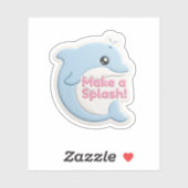 Sticker Cute 3D Pastel Blue Dolphin "Make a Splash"  (Feuille)